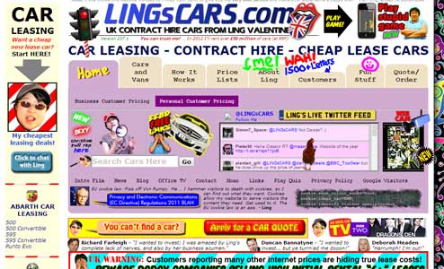 Screenshot of Lings Cars, a terrible example of web design