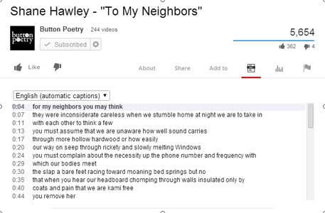 Transcript of Shane Hawley's 'To My Neighbors'